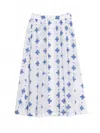 Engineered Garments Women's Gather Embroidery Skirt In White/blue In Blue