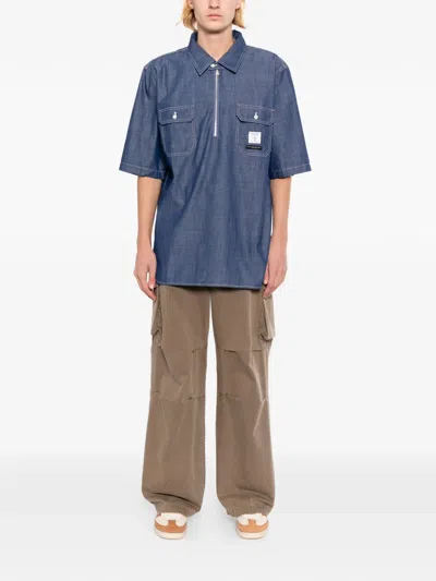 Engineered Garments Zip-fastening Short-sleeve Polo Shirt In Blue