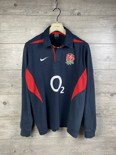 Pre-owned England Rugby League X Nike Vintage 90's Nike Rugby England Y2k Drill Style Size L In Blue