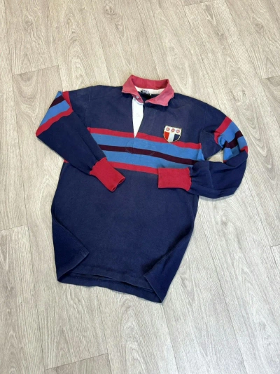 Pre-owned England Rugby League X Vintage Maxmore Rugby Long Sleeve Shirt 80's In Navy