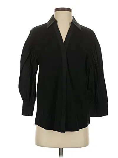 English Factory 3/4 Sleeve Button Down Shirt In Black
