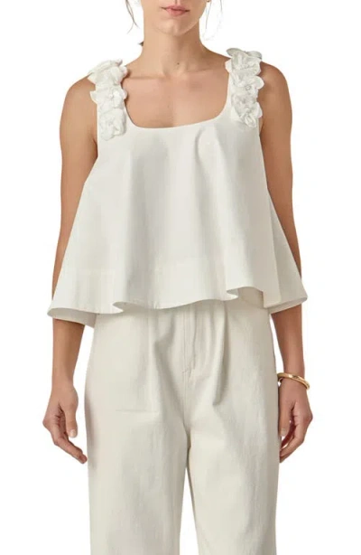 English Factory 3d Flower Sleeveless Top In White