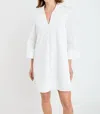 English Factory Blouson Sleeve Cotton Poplin Minidress In White