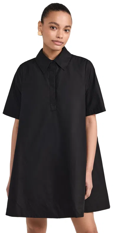 English Factory A-line Short Sleeve Shirt Dress Black