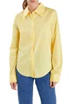 English Factory Accent Collar Poplin Dress Shirt In Creamy Yellow In Multi