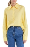 English Factory Accent Collar Poplin Dress Shirt In Creamy Yellow In Creamy Yellow