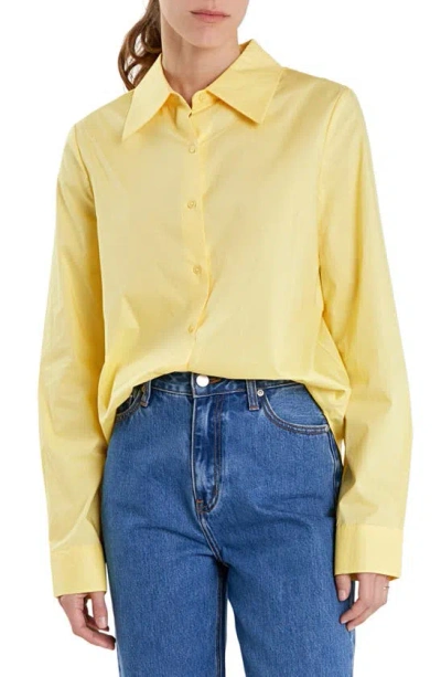 English Factory Accent Collar Poplin Dress Shirt In Creamy Yellow