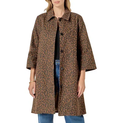 English Factory Animal Print Trench Coat In Brown
