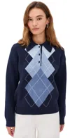 English Factory Argyle Knit Sweater Navy Multi In Blue