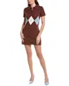 English Factory Argyle Polo Mini Dress In Brown
