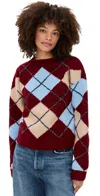 English Factory Argyle Sweater Burgundy Multi In Brown