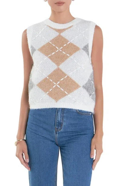 English Factory Argyle Sweater Vest In White