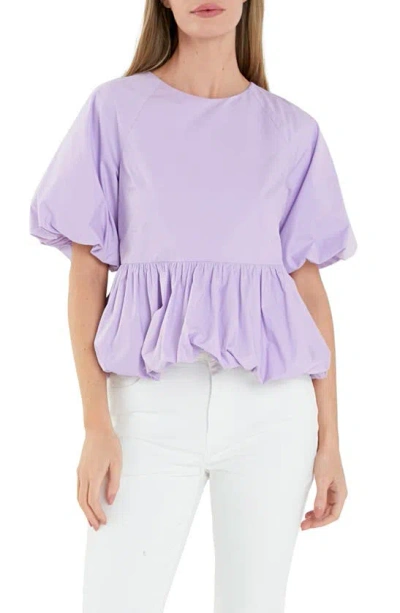 English Factory Balloon Poplin Top In Lavender