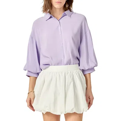 English Factory Balloon Sleeve Button-up Shirt In Lilac