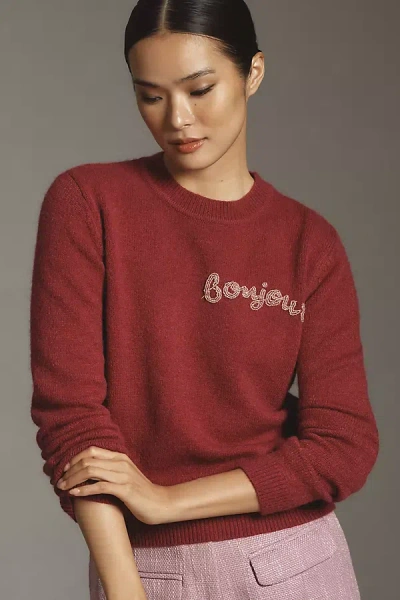 English Factory Beaded Bonjour Sweater In Purple