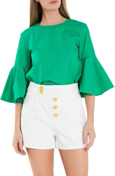 ENGLISH FACTORY ENGLISH FACTORY BELL SLEEVE COTTON TOP