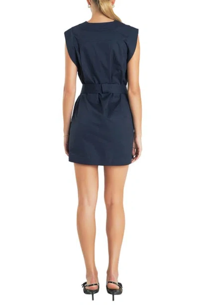 English Factory Belted Cotton Minidress In Navy