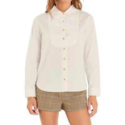English Factory Bib Collar Cotton Shirt In White