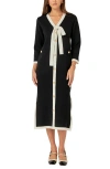 English Factory Bow Knit Midi Dress In Black