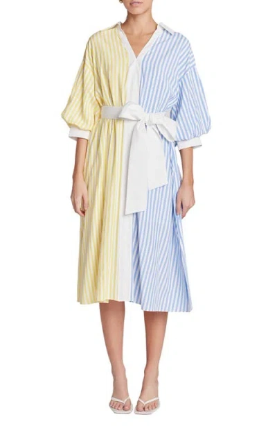 English Factory Blouson Sleeve Tie Waist Midi Shirtdress