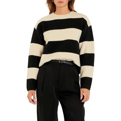 English Factory Bold Stripe Crewneck Sweater In Cream/black