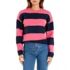 English Factory Bold Stripe Crewneck Sweater In Pink/navy