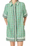 English Factory Bonnie Bouncle Mini Shirt Dress In Mint In Green