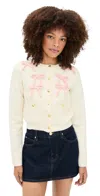 English Factory Bow Cardigan Cream/pink In White
