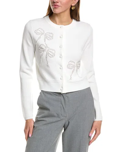 English Factory Bow Detail Cardigan In White