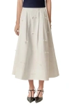 English Factory Bow Detail Poplin Midi Skirt In White