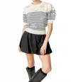 English Factory Bow Detail Stripe Sweater In White/black In Multi