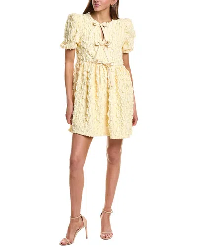 English Factory Bow Detailed Puff Sleeve Stretchy Dress In Yellow