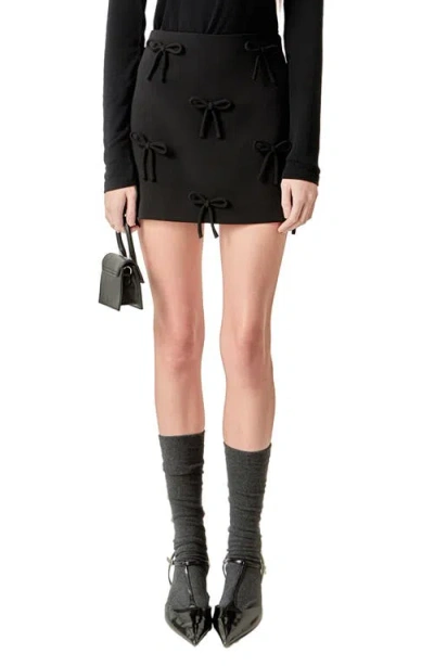English Factory Bow Embellished Miniskirt In Black