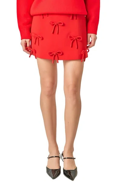 English Factory Bow Embellished Miniskirt In Red