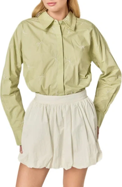 English Factory Bow-embroidered Shirt In Green