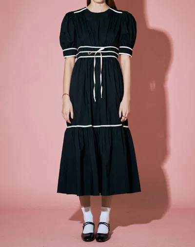 English Factory Bow Midi Dress In Black