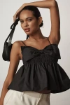 English Factory Bow Peplum Cami In Black