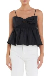 English Factory Bow Peplum Cami In Black