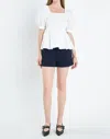 English Factory Bow Puff Sleeve Peplum Top In Ivory In White