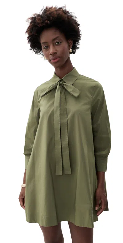 English Factory Bow Shirt Dress Olive In Green