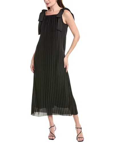 English Factory Bow Shoulder Midi Dress In Black