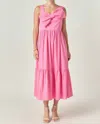 English Factory Bow Sleeveless Midi Dress In Pink In Pink