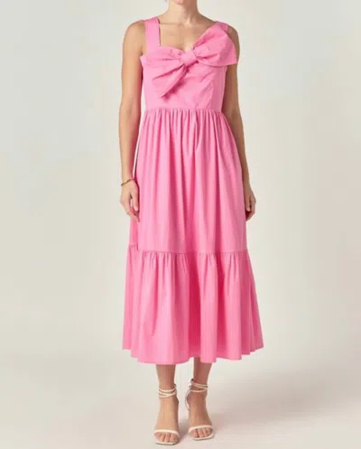 English Factory Bow Sleeveless Midi Dress In Pink