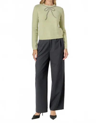 English Factory Bow Sweater Top In Mint In Multi