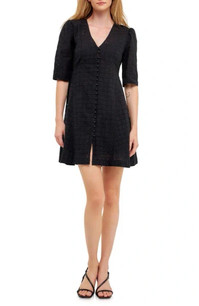English Factory Broderie Lace Dress In Black