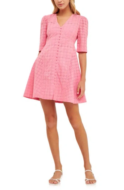 English Factory Broderie Lace Minidress In Pink