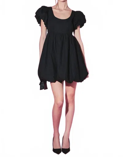 ENGLISH FACTORY BUBBLE SCOOP NECK DRESS IN BLACK