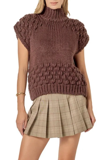 English Factory Bubble Turtleneck Sweater In Brown