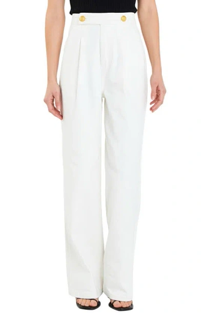 English Factory Button Detail Wide Leg Jeans In Off White