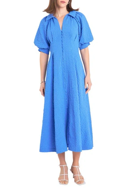 English Factory Button Front Maxi Dress In Blue